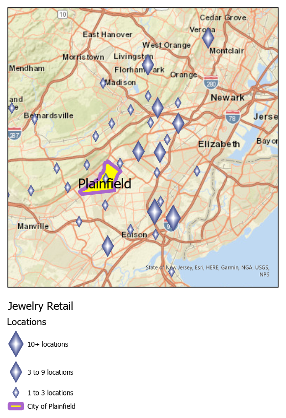 Jewlery Retail locations map